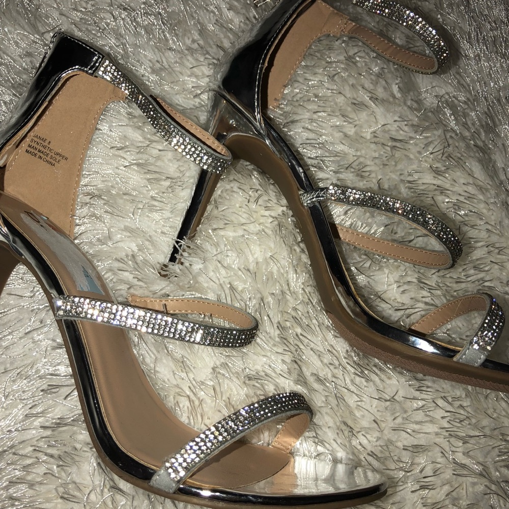 Silver Heels With Sparkly Straps NWOT